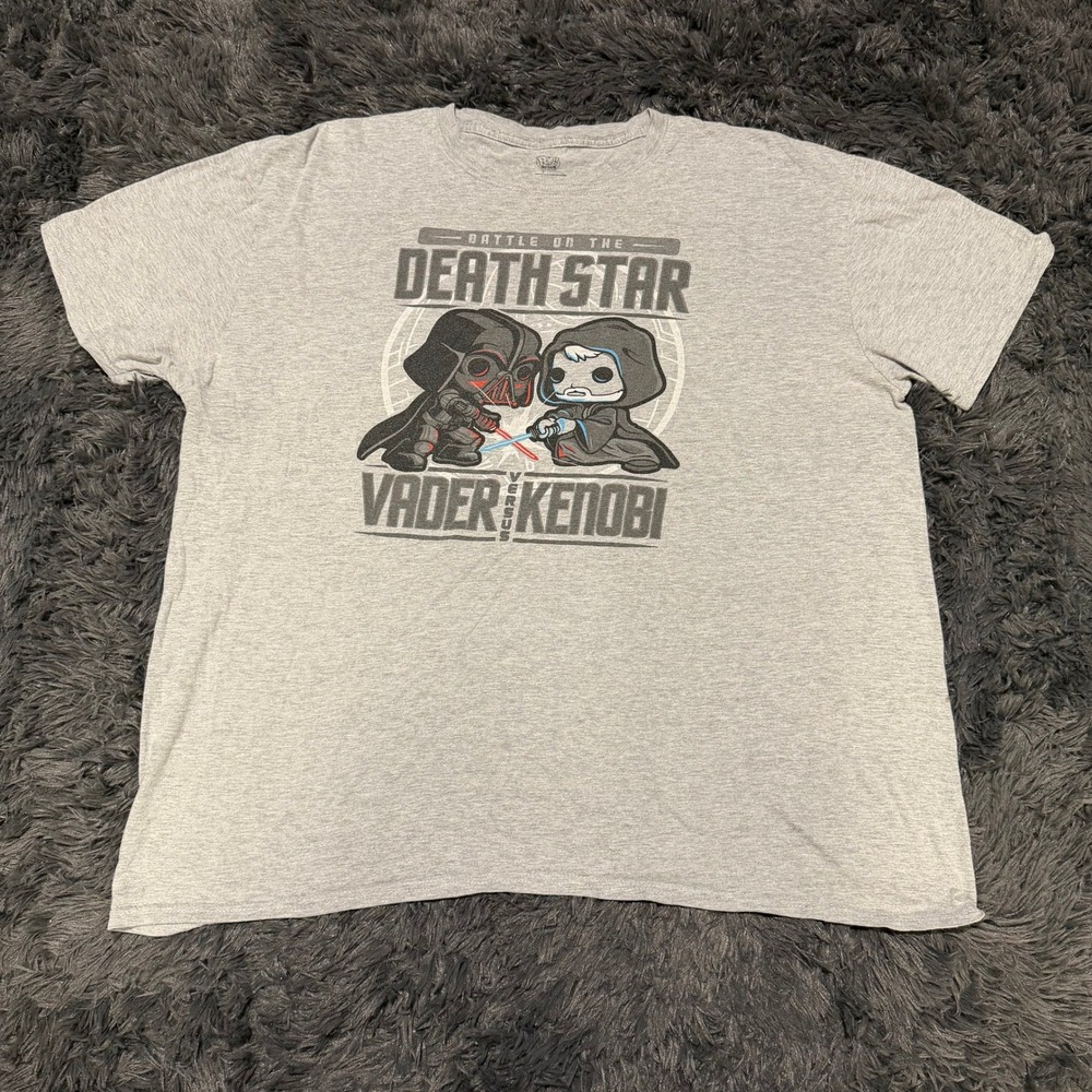 Star Wars Funko Smugglers Bounty Vader vs Kenobi Death Star T-Shirt Gray 2XL